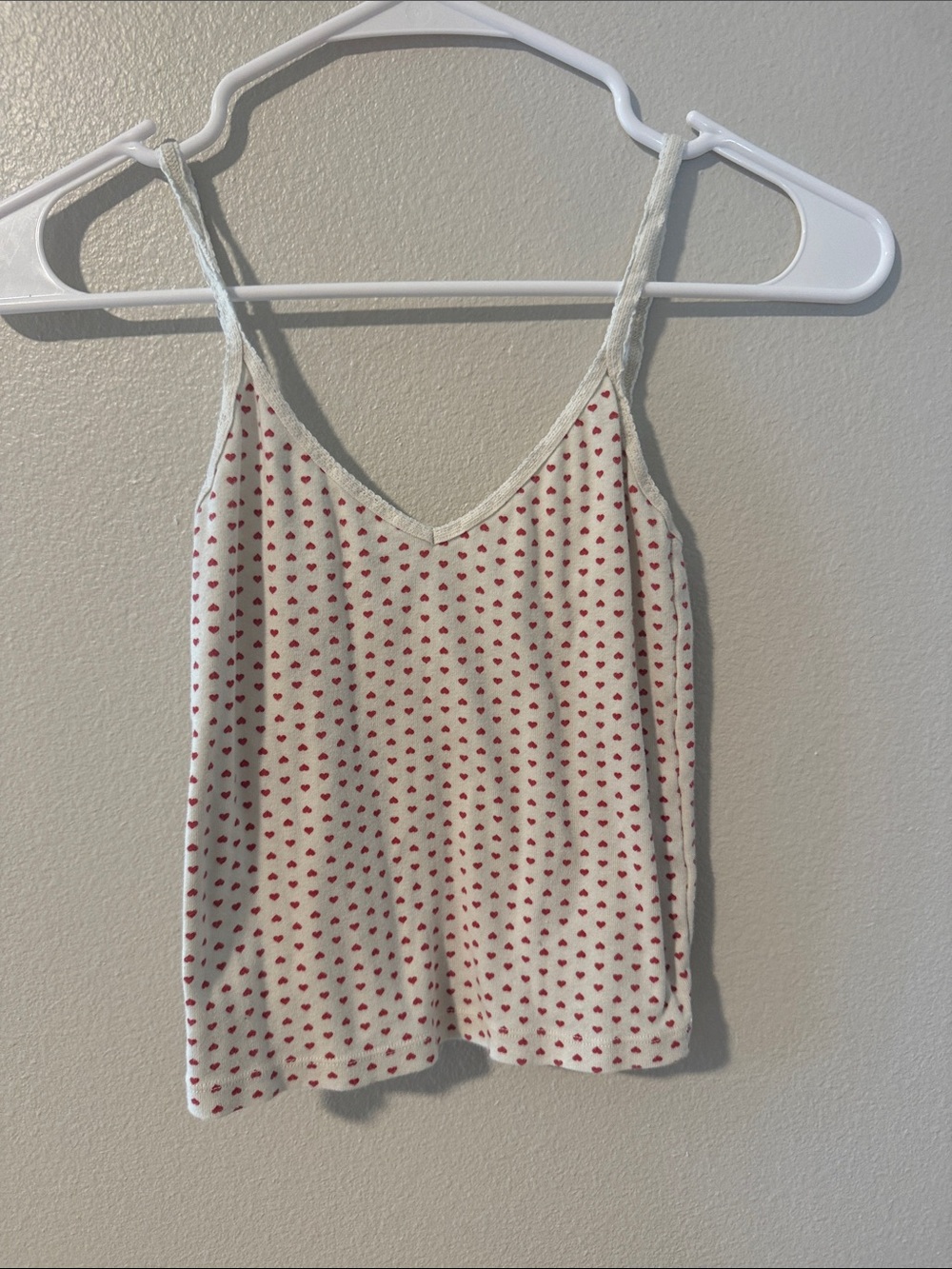 Brandy Melville White Camisole with Red Heart Print